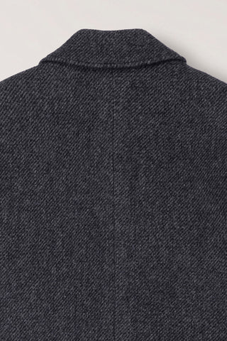 UNISEX TAILORED DOUBLE-BREASTED COAT CHARCOAL GREY PATTERN