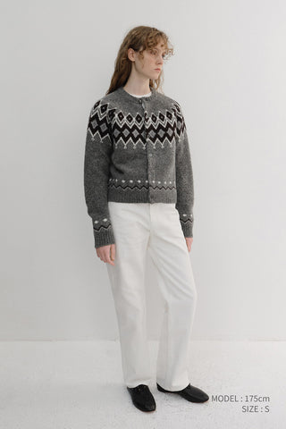 UNISEX CHUNKY PATTERN CARDIGAN MELANGE GREY