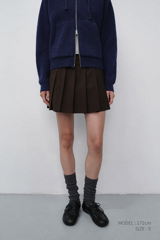 PLEATS MINI SKIRT BROWN