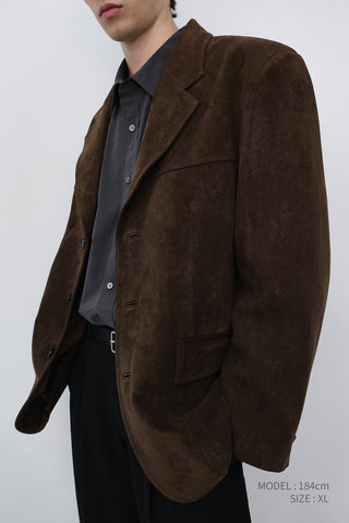 UNISEX RELAXED ALTER-SUEDE HALF JACKET BROWN