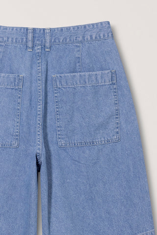 UNISEX LINEN DENIM SHORTS LIGHT BLUE