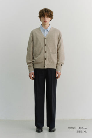 UNISEX BOYFRIEND KNIT CARDIGAN OATMEAL BEIGE