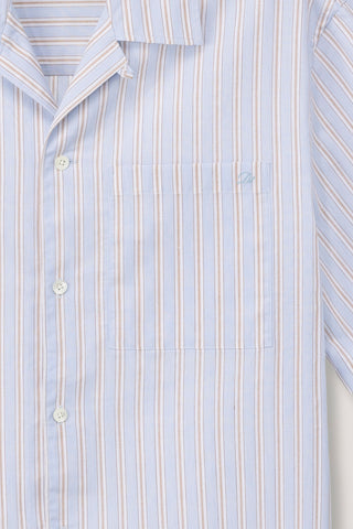 CROPPED OPEN COLLARED STRIPED SHIRT BEIGE STRIPE