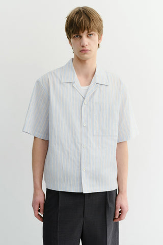 CROPPED OPEN COLLARED STRIPED SHIRT BEIGE STRIPE