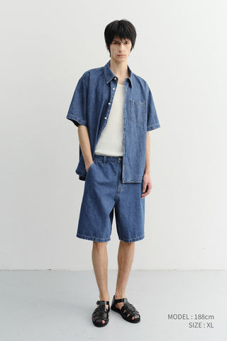 UNISEX LINEN DENIM SHIRT CLASSIC BLUE