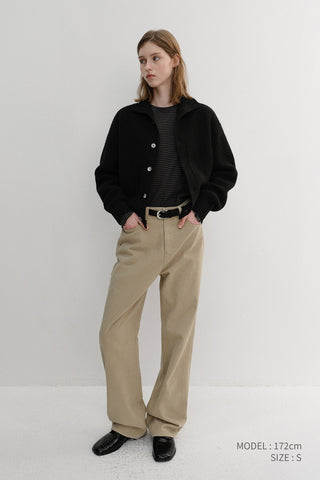 UNISEX HIGH NECK BUTTON CARDIGAN BLACK