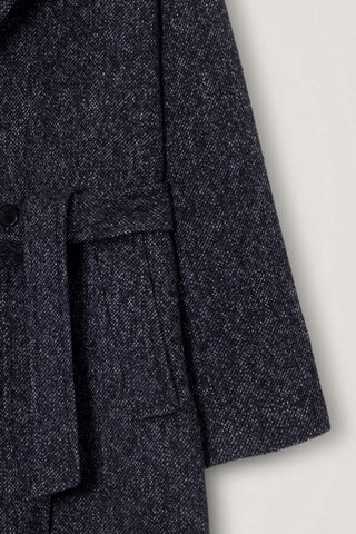 UNISEX RELAXED DOUBLE-BREASTED ROBE COAT CHARCOAL TWEED