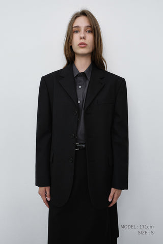 UNISEX CLASSIC 3 BUTTON WOOL BLAZER BLACK