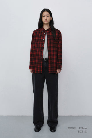 UNISEX CHECKED FLANNEL BD SHIRT RED