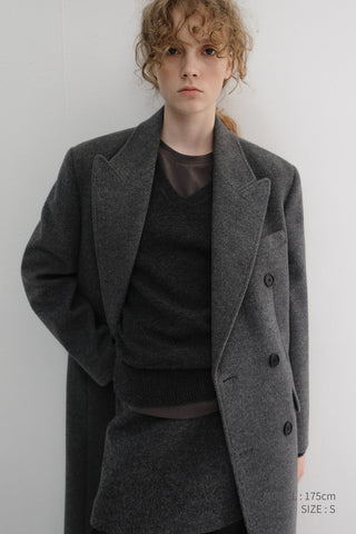 UNISEX TAILORED DOUBLE-BREASTED CASHMERE COAT MELANGE GREY