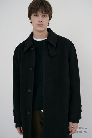 UNISEX BELTED CASHMERE MAC COAT BLACK