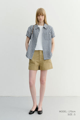 COTTON SAFARI SHORTS KHAKI BEIGE