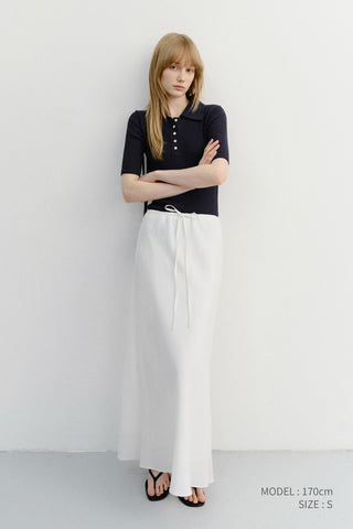 BUTTONED SLIM POLO KNIT NAVY