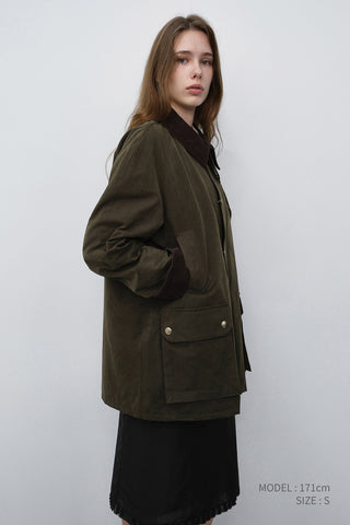 UNISEX WAXED COTTON HUNTING JACKET KHAKI