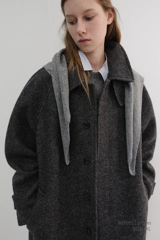 UNISEX RELAXED BALMACAAN COAT CHARCOAL GREY