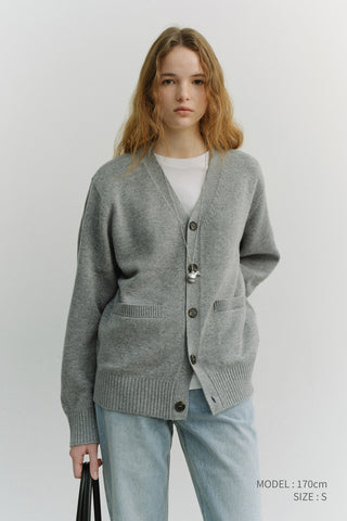 UNISEX BOYFRIEND KNIT CARDIGAN MELANGE GREY