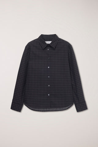 ESSENTIAL SLIM CHECKED SHIRT BLACK