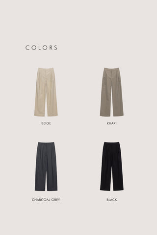 SUMMER DOUBLE PLEATED CHINO SLACKS BLACK