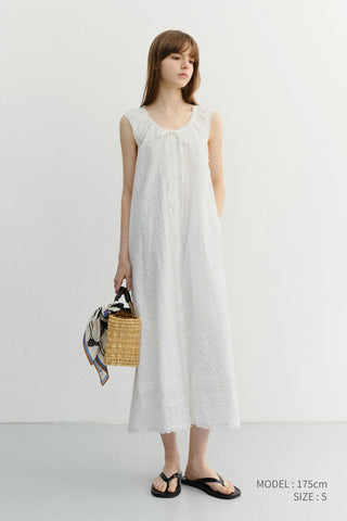 NEEDLEWORK BABYDOLL DRESS WHITE