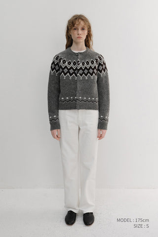 UNISEX CHUNKY PATTERN CARDIGAN MELANGE GREY