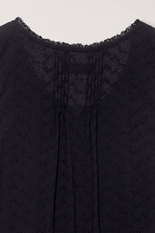 NEEDLEWORK BABYDOLL DRESS BLACK