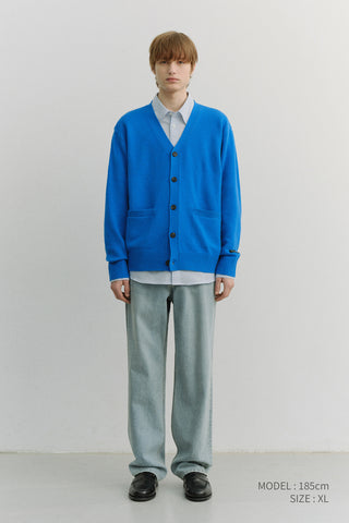 UNISEX BOYFRIEND KNIT CARDIGAN BLUE