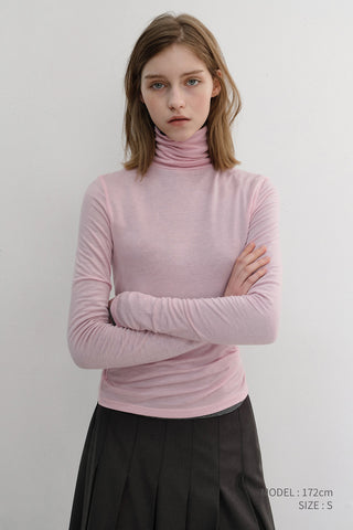 ESSENTIAL ROLL NECK TOP SOFT PINK