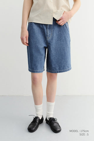 UNISEX LINEN DENIM SHORTS CLASSIC BLUE