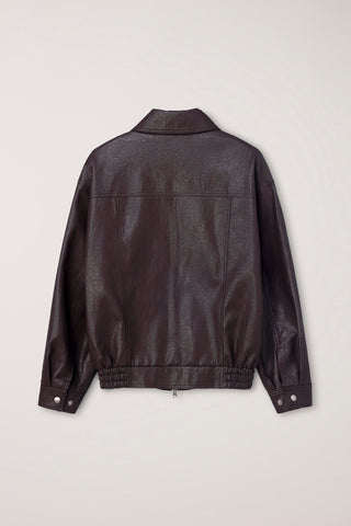 UNISEX ALTER-LEATHER ZIP-UP BLOUSON DARK BROWN