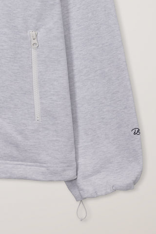 UNISEX RELAXED HALF ZIP-UP SWEATSHIRT LIGHT MELANGE GREY