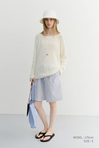 CROCHET CREWNECK KNIT IVORY