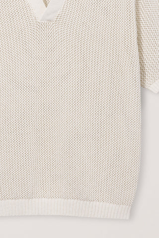 UNISEX CHUNKY POLO KNIT IVORY