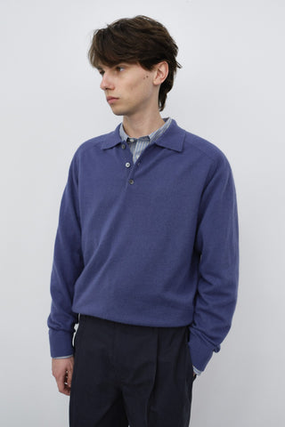 UNISEX COLLARED SWEATER WASHED BLUE