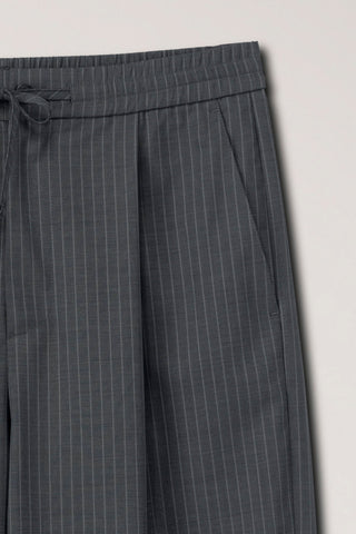 LOUNGE WOOL SLACKS GREY STRIPE