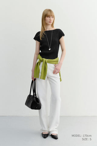 RELAXED SUMMER DENIM PANTS OFF WHITE