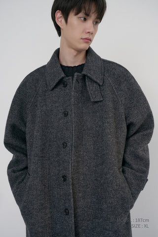 UNISEX RELAXED BALMACAAN COAT CHARCOAL GREY