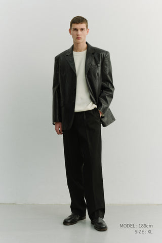 UNISEX 3 BUTTON ALTER-LEATHER BLAZER BLACK