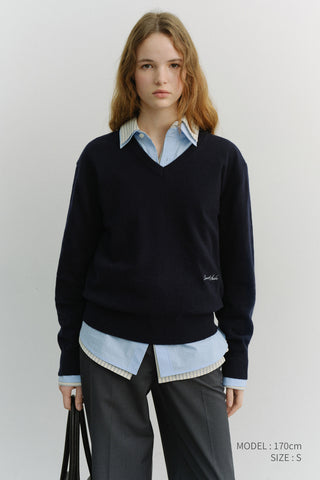 UNISEX SOFT V-NECK SWEATER FRENCH NAVY