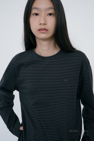 UNISEX MUTED STRIPED T-SHIRT CHARCOAL