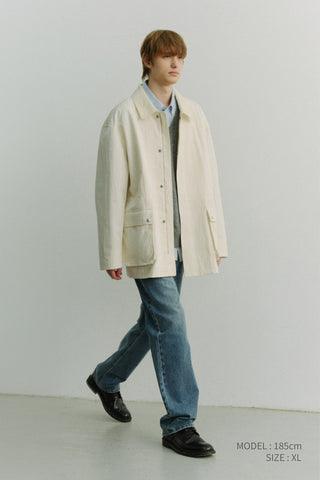 UNISEX COTTON CHORE JACKET OFF WHITE