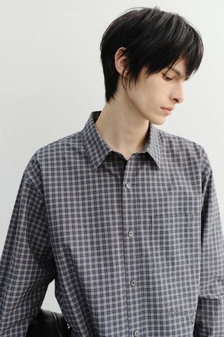 UNISEX CROPPED CHECKED SHIRT NAVY CHECK