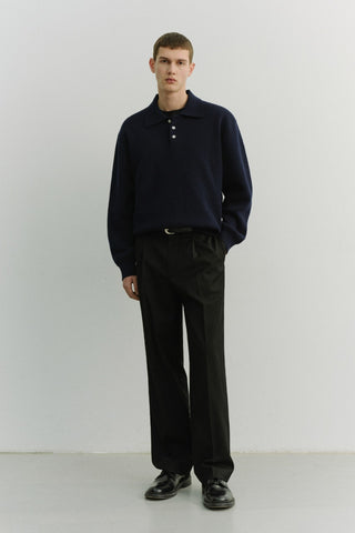 UNISEX CASHMERE COLLARED SWEATER NAVY