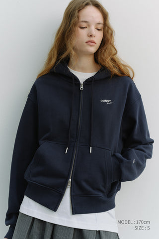 UNISEX CROPPED ZIP-UP HOODIE NAVY
