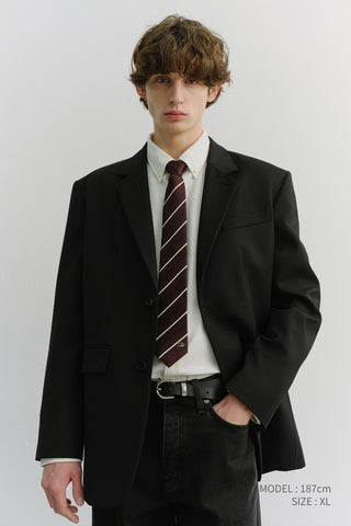 UNISEX 2 BUTTON WOOL BLAZER BLACK