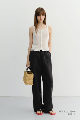 CROCHET BUSTIER KNIT TOP IVORY