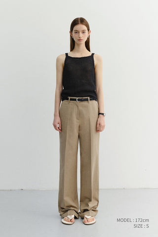 SUMMER STRAIGHT CHINO SLACKS DARK BEIGE