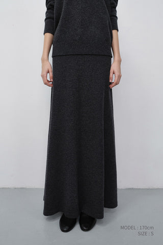 KNITTED MAXI SKIRT CHARCOAL GREY