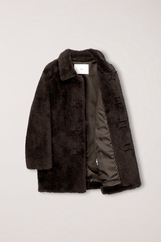 FLUFFY FUR JACKET BROWN