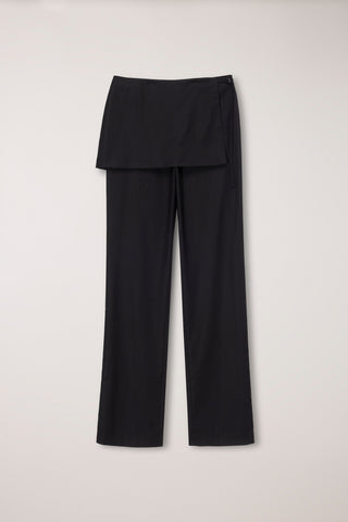 SKIRT LAYERED SLIM PANTS BLACK