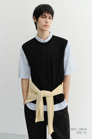 UNISEX SHEER LAYERING KNIT VEST BLACK
